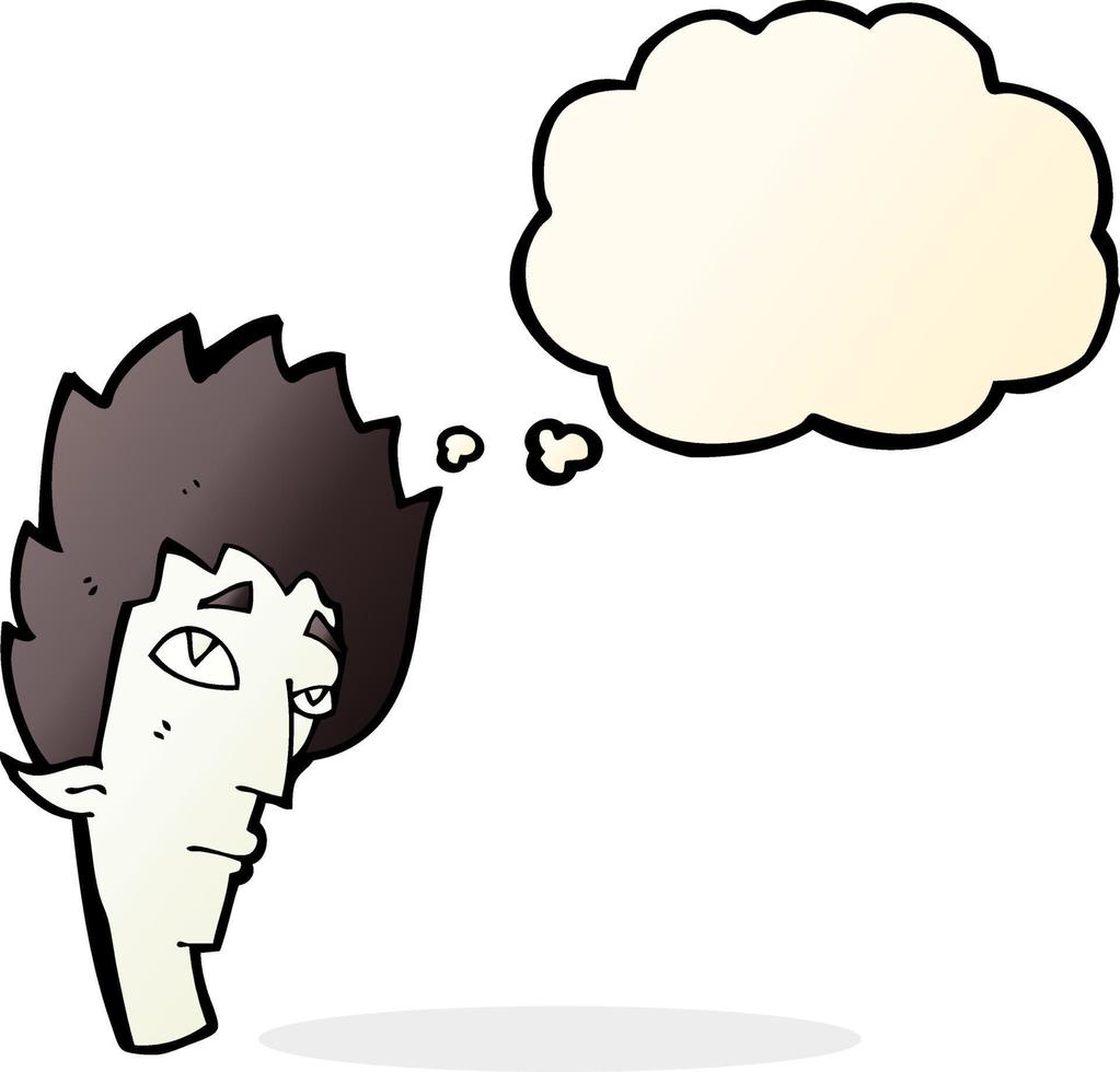 cartoon vampire head with thought bubble vector