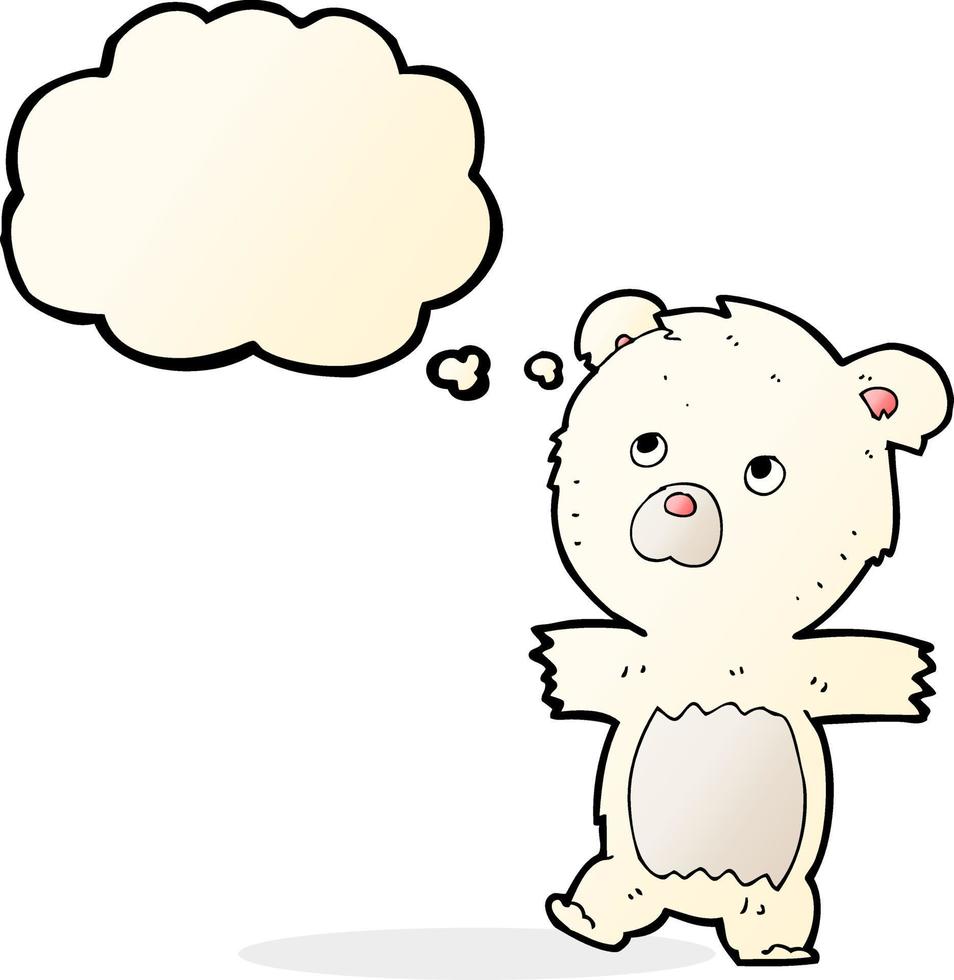 cartoon cute polar bear with thought bubble vector