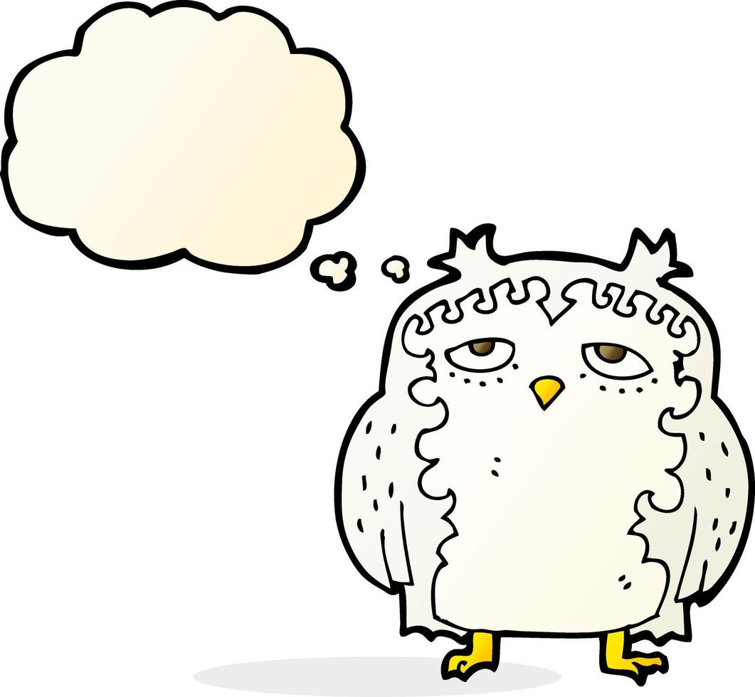 cartoon wise old owl with thought bubble vector