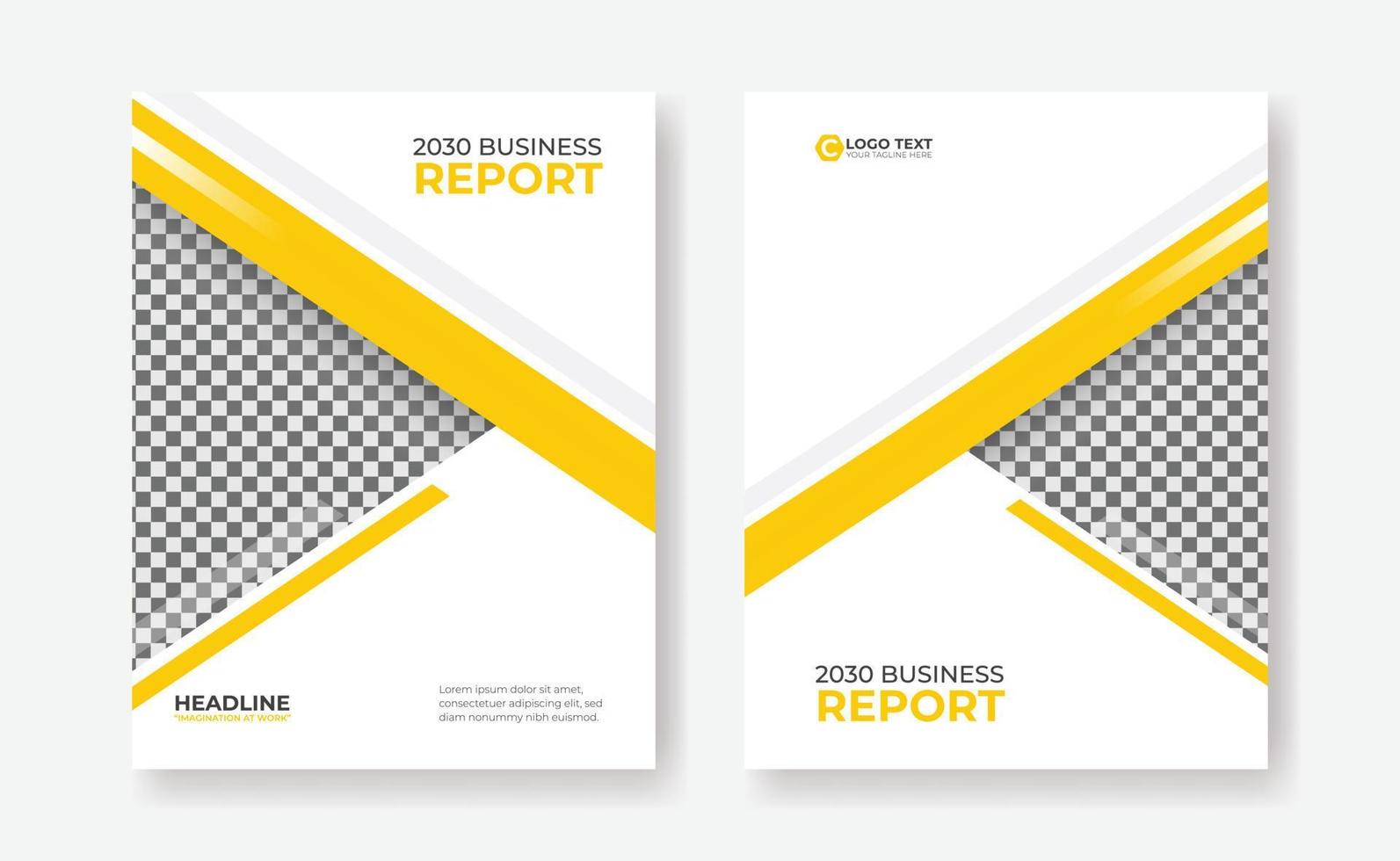 informe anual de negocios amarillo, volante de folleto, plantilla de diseño de portada de libro vector