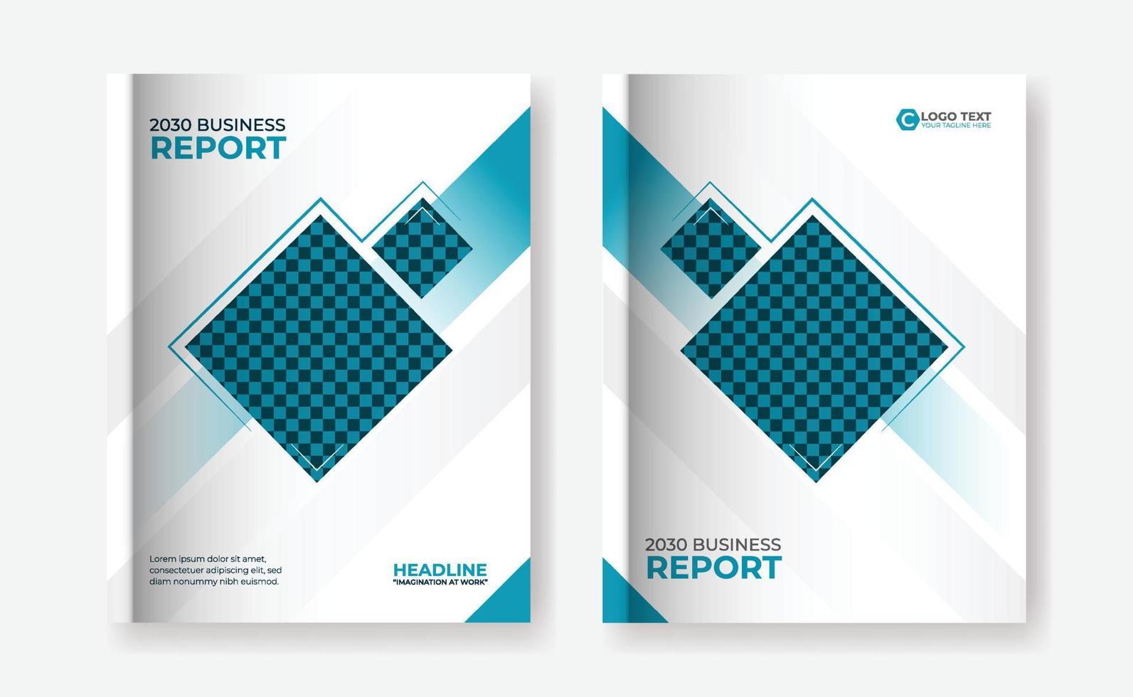 Blue corporate annual report and book cover design template vector