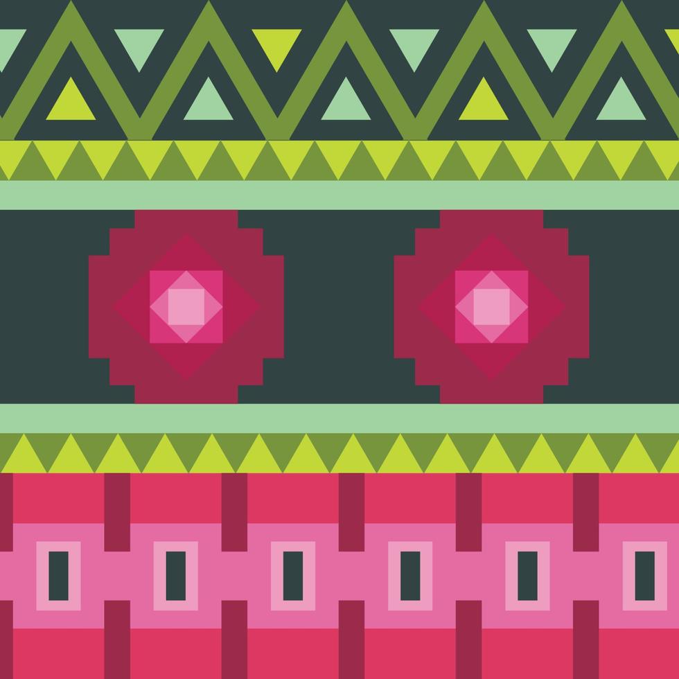 Pink and Green Aztec Pattern vector