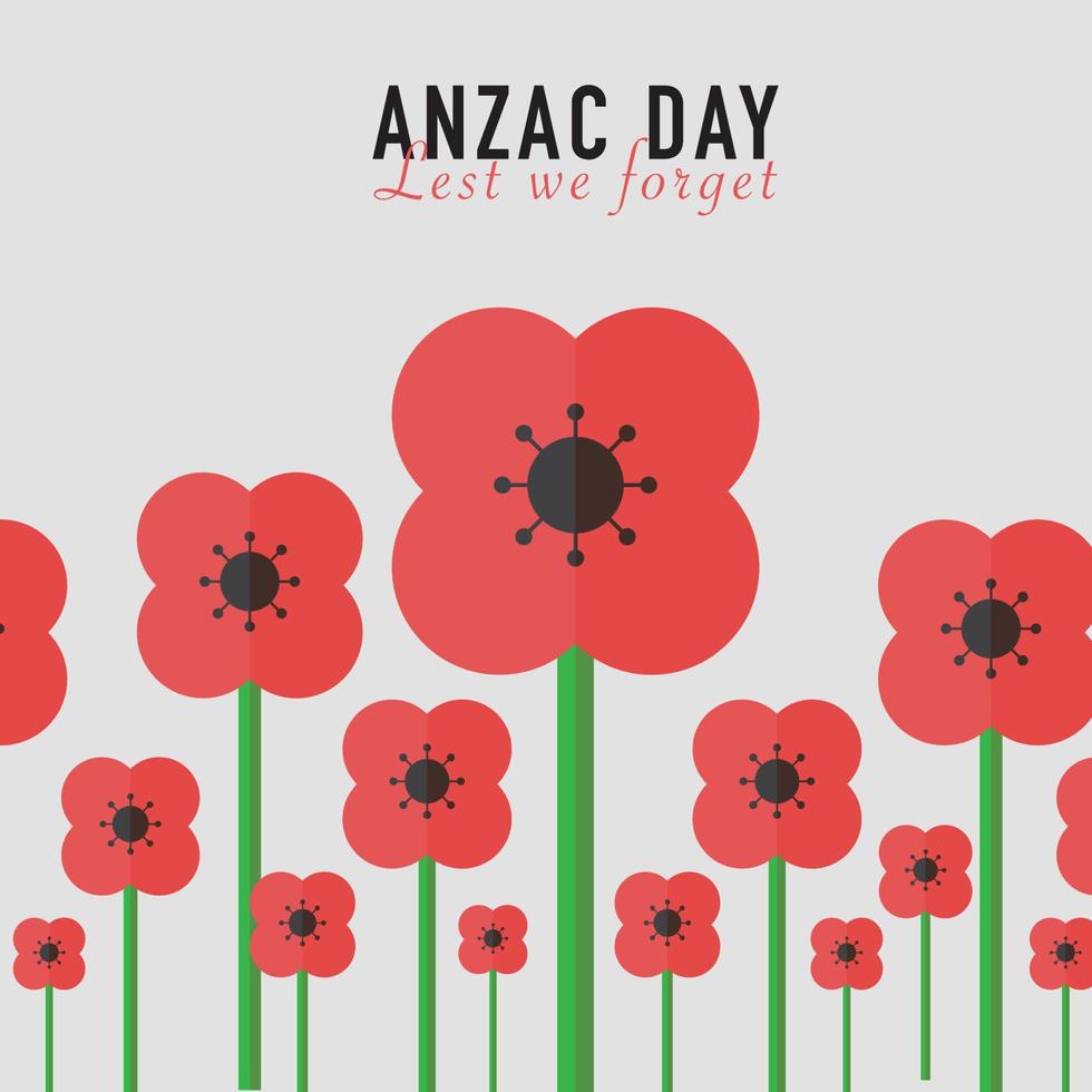 tarjeta de felicitación floral del día de anzac vector