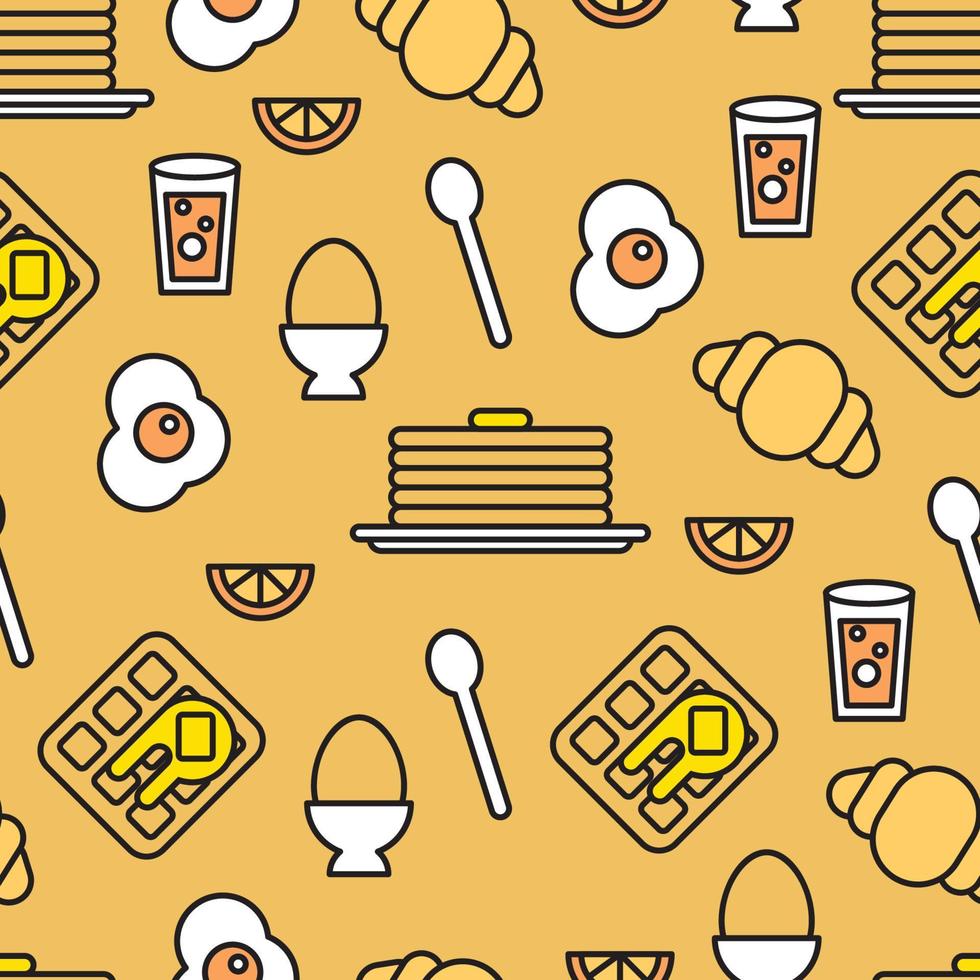 Outlined Breakfast Pattern vector