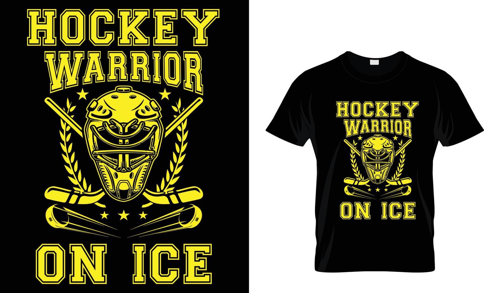 Ice hockey t-shirt design vector graphic. Hockey warrior on ice ...