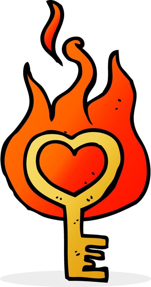 cartoon flaming key vector
