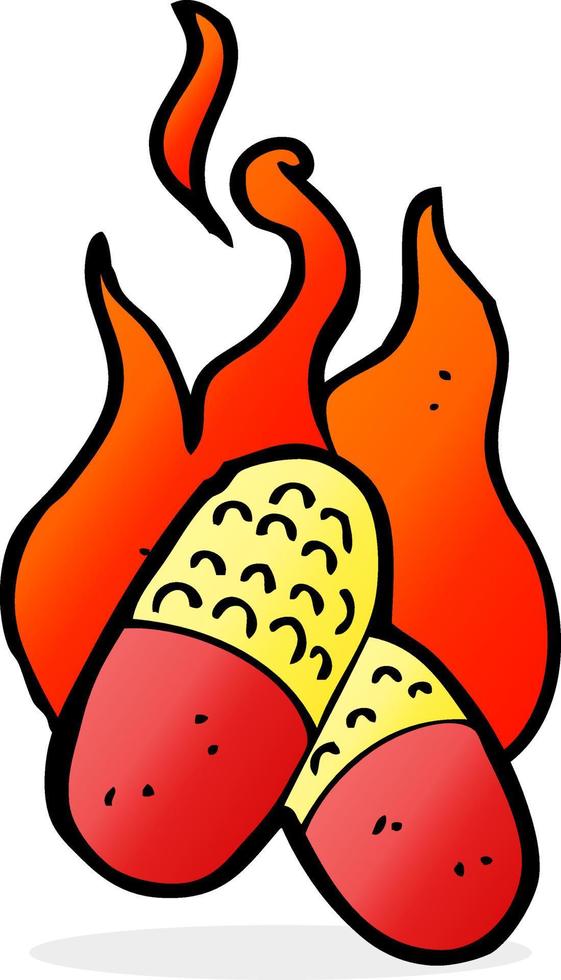 flaming pills cartoon vector