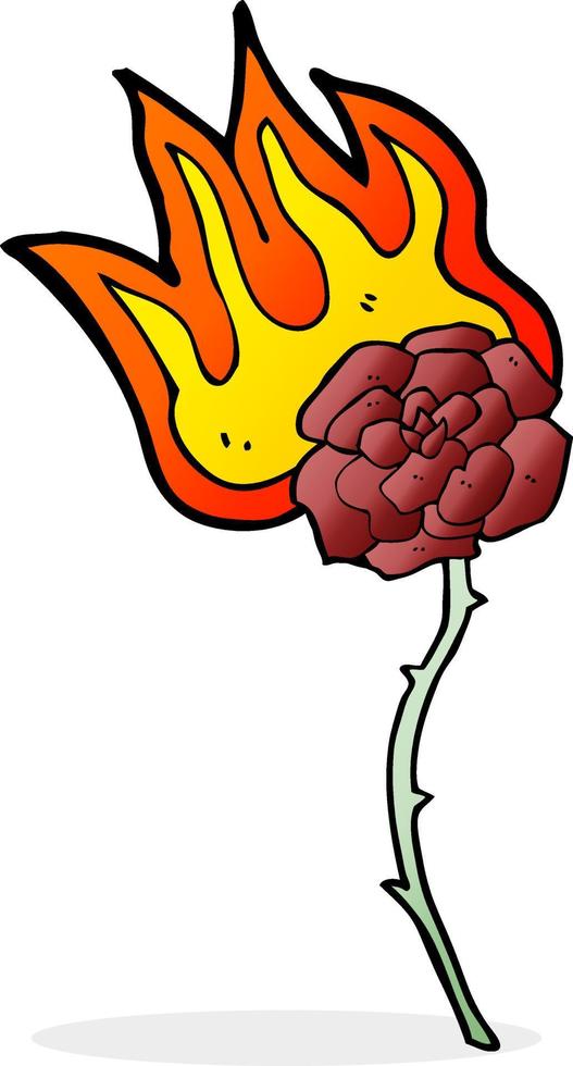 cartoon burning rose vector