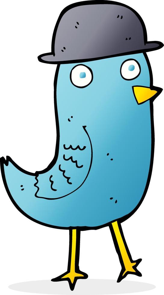 cartoon bluebird wearing hat vector
