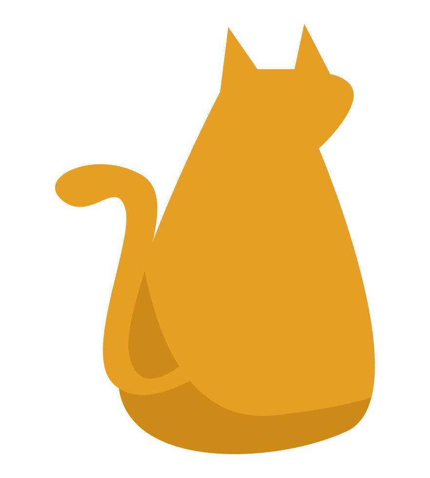 back view cat icon. cartoon style, doodle, cute character. logos. the concept of animals, pets, simple, etc. flat vector