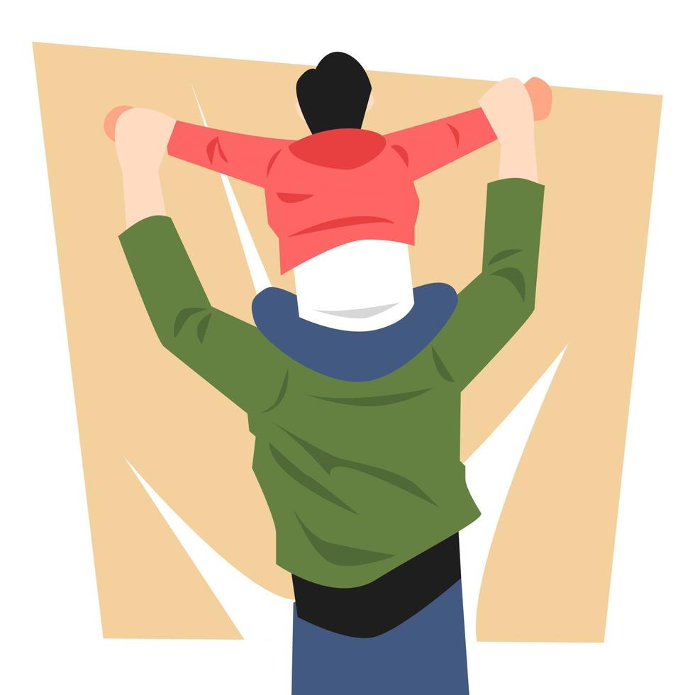 un padre sosteniendo a un hijo. jugando, alegre, alegre, cariñosa, cargando. concepto de familia, actividad, etc. ilustración vectorial plana. vector