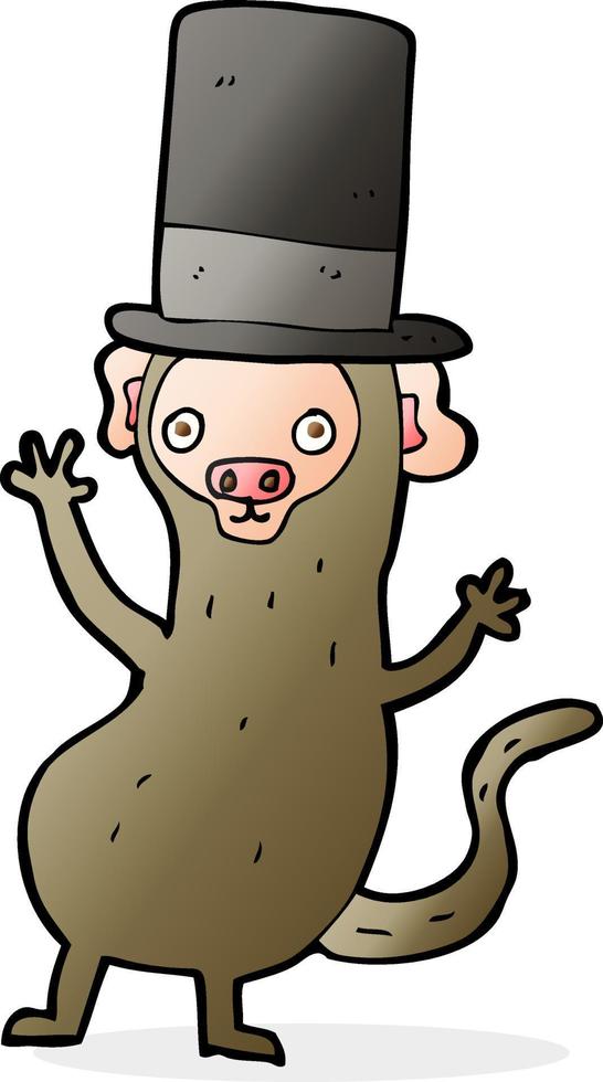 cartoon monkey in top hat vector
