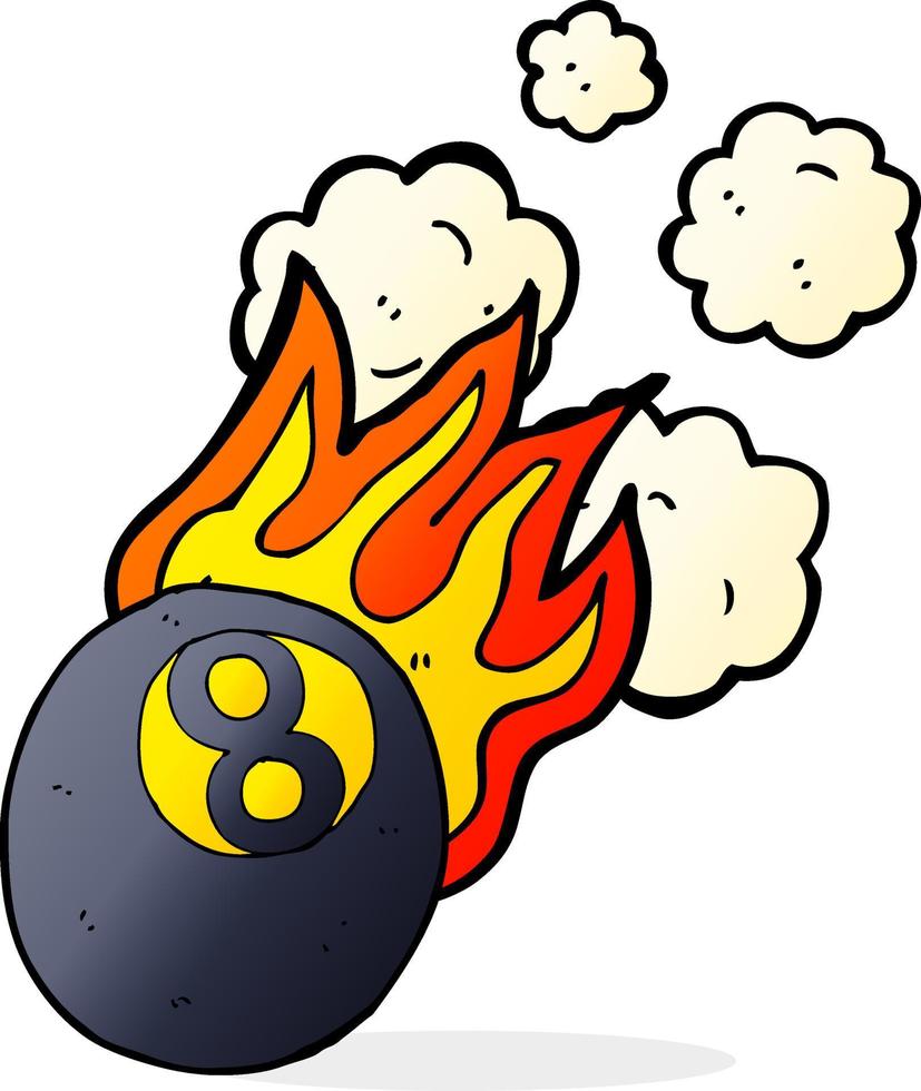 cartoon flaming pool ball vector