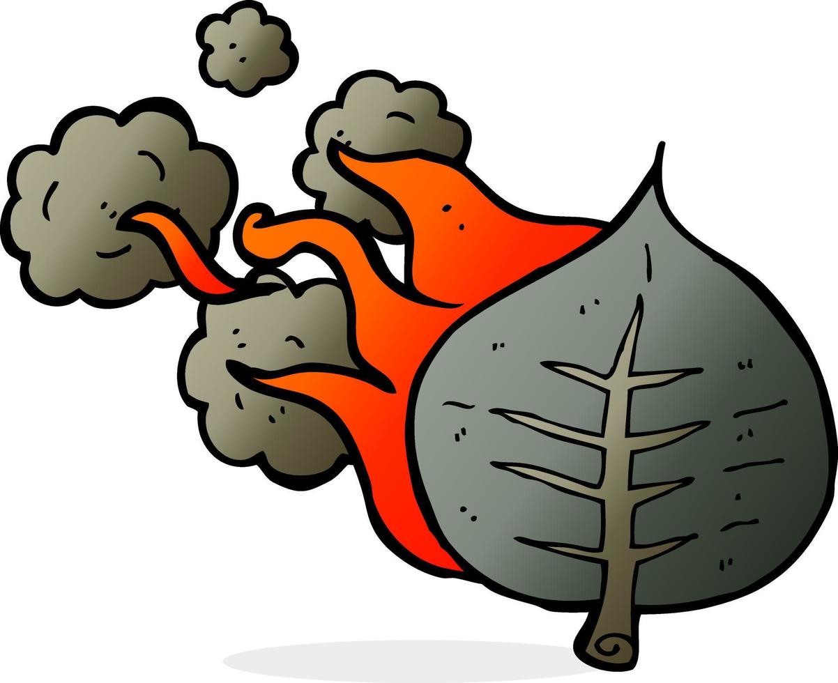 cartoon burning leaf vector