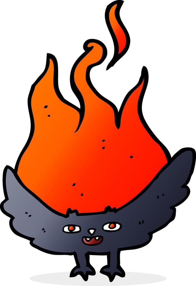 cartoon flaming halloween bat vector