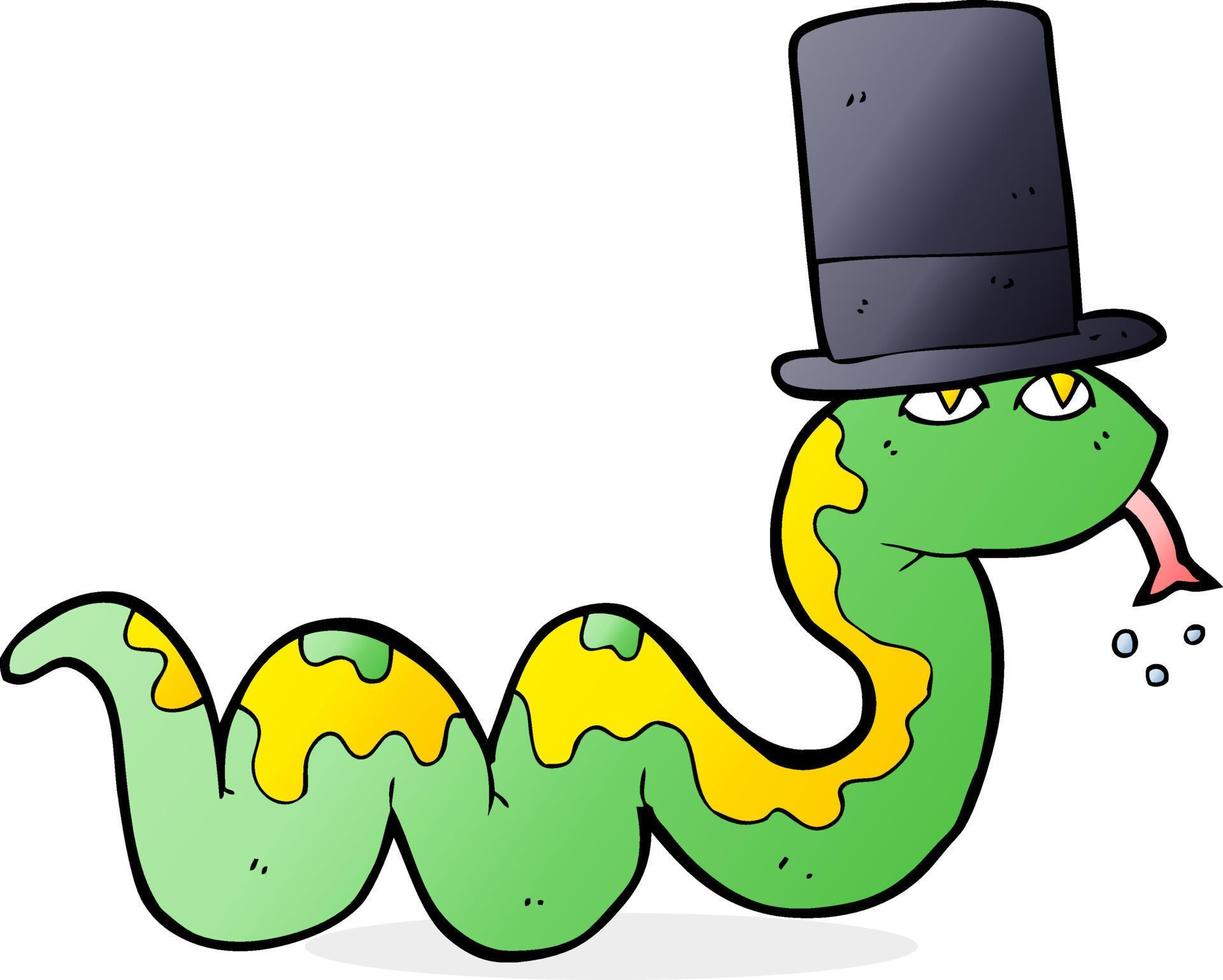 cartoon snake in top hat vector