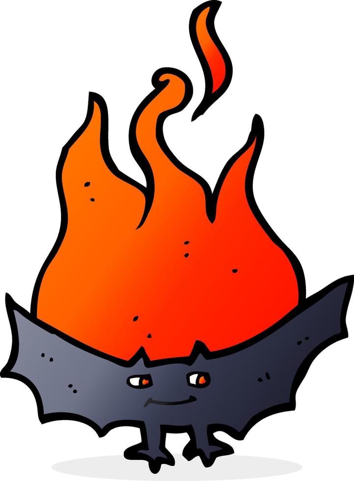 murciélago de halloween en llamas de dibujos animados vector