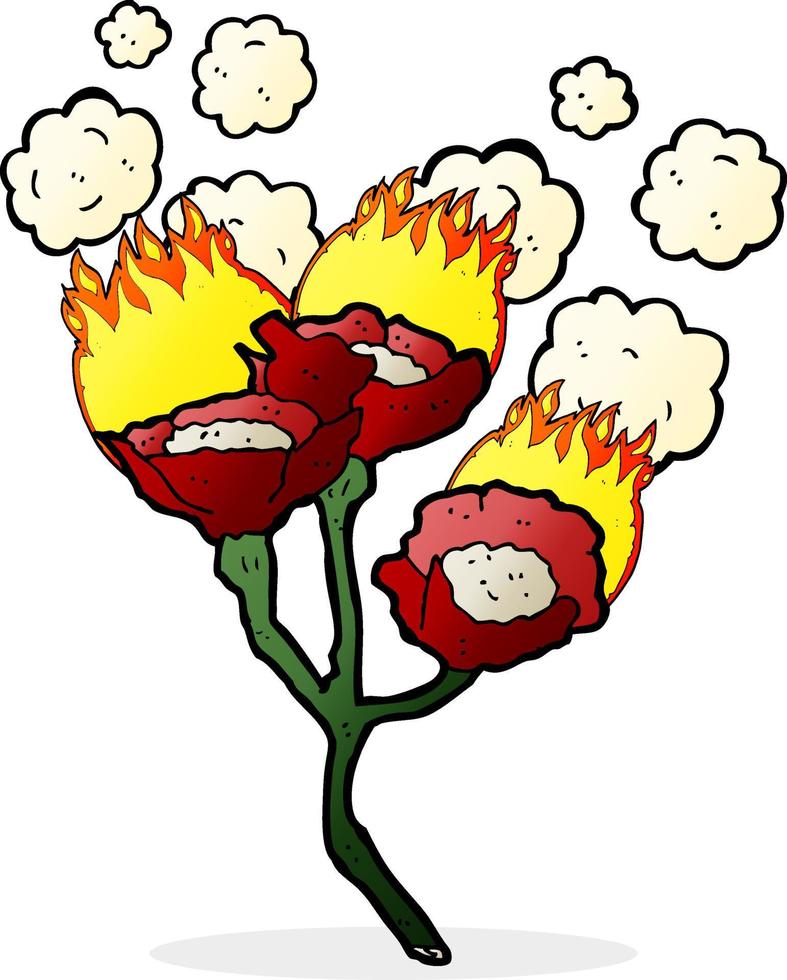 cartoon burning flowers vector