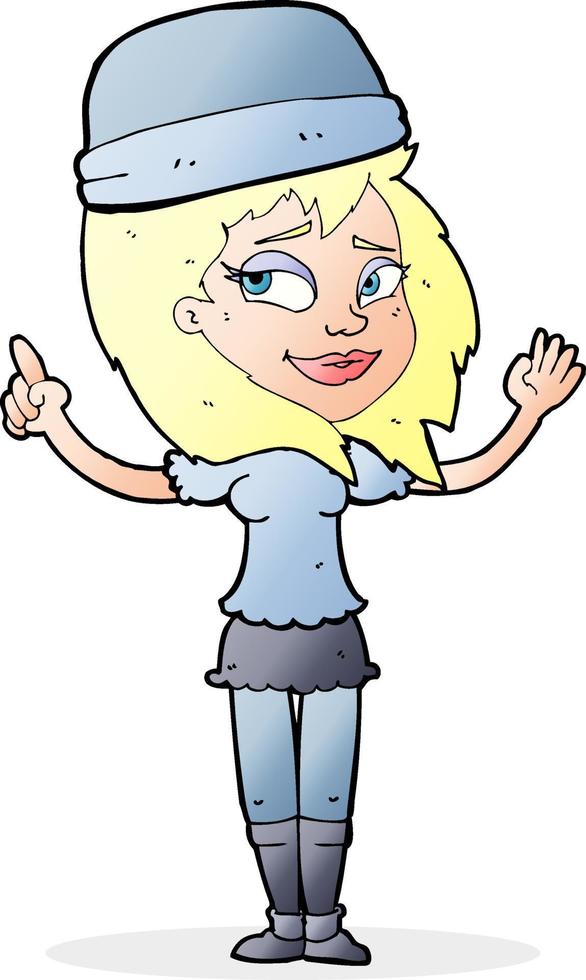 cartoon woman in hat vector