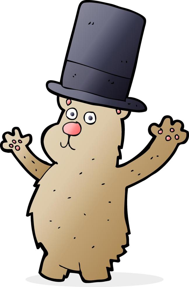 cartoon bear in top hat vector