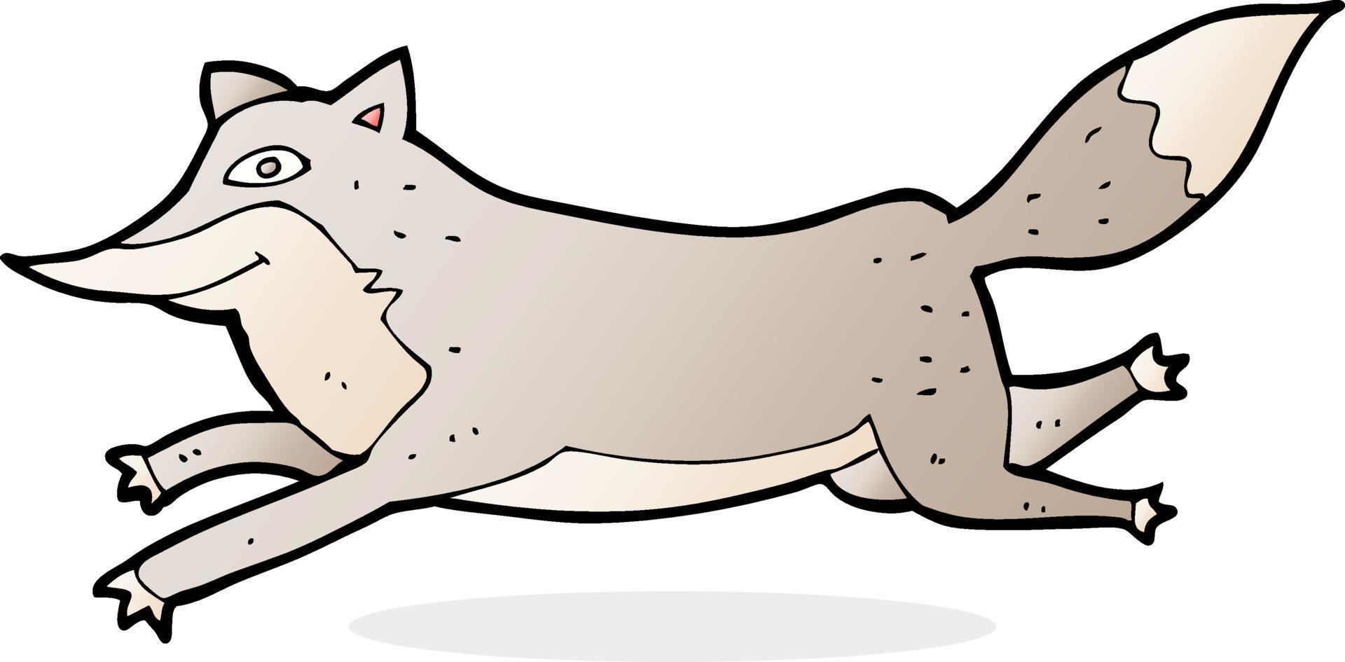 cartoon happy wolf running vector