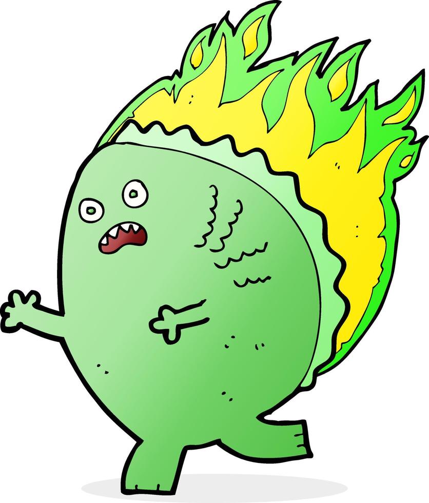 cartoon monster on fire vector