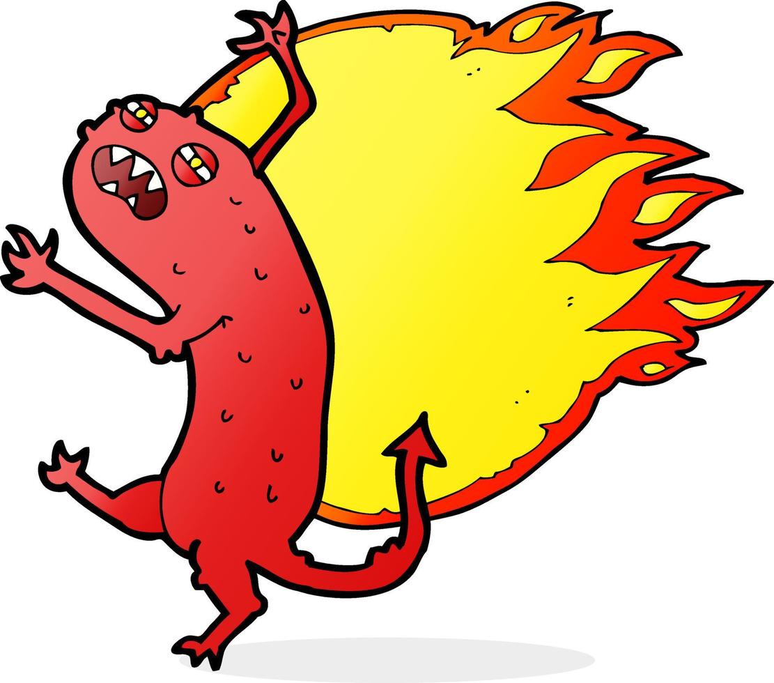 cartoon monster on fire vector