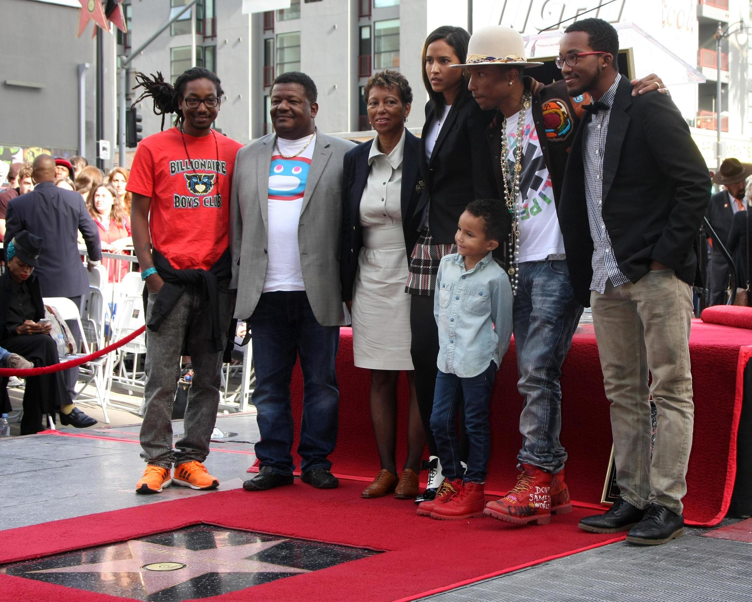 LOS ANGELES, DEC 4 - Helen Lasichanh, Rocket Ayer Williams, Pharrell  Williams, Family at the Pharrell Williams Hollywood Walk of Fame Star  Ceremony at the W Hotel Hollywood on December 4, 2014