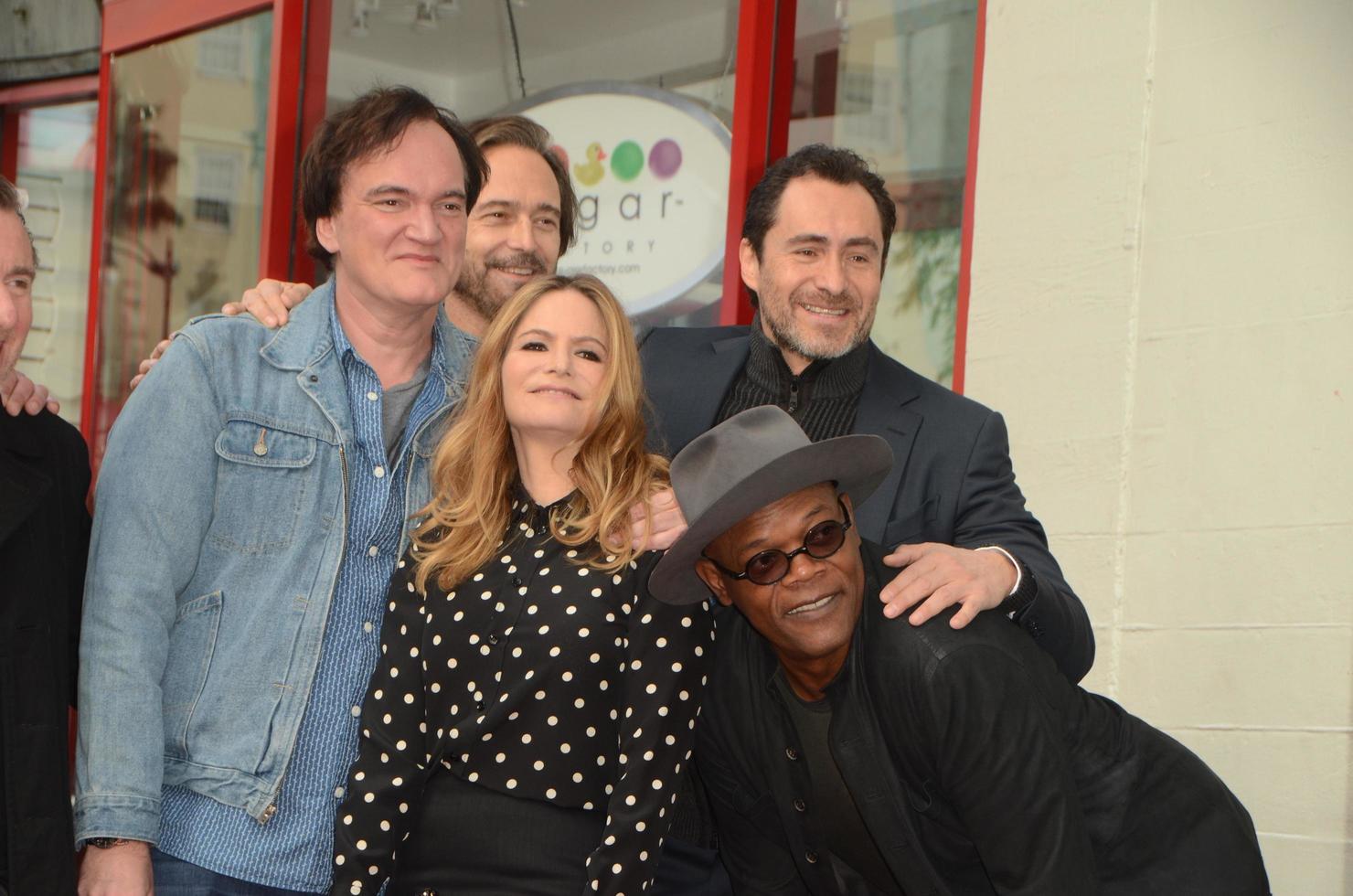 LOS ANGELES, DEC 21 - Quentin Tarantino, Jennifer Jason Leigh, Craig Stark, Demian Bichir, Samuel L Jackson at the Quentin Tarantino Hollywood Walk of Fame Star Ceremony at the Hollywood Blvd on December 21, 2015 in Los Angeles, CA photo