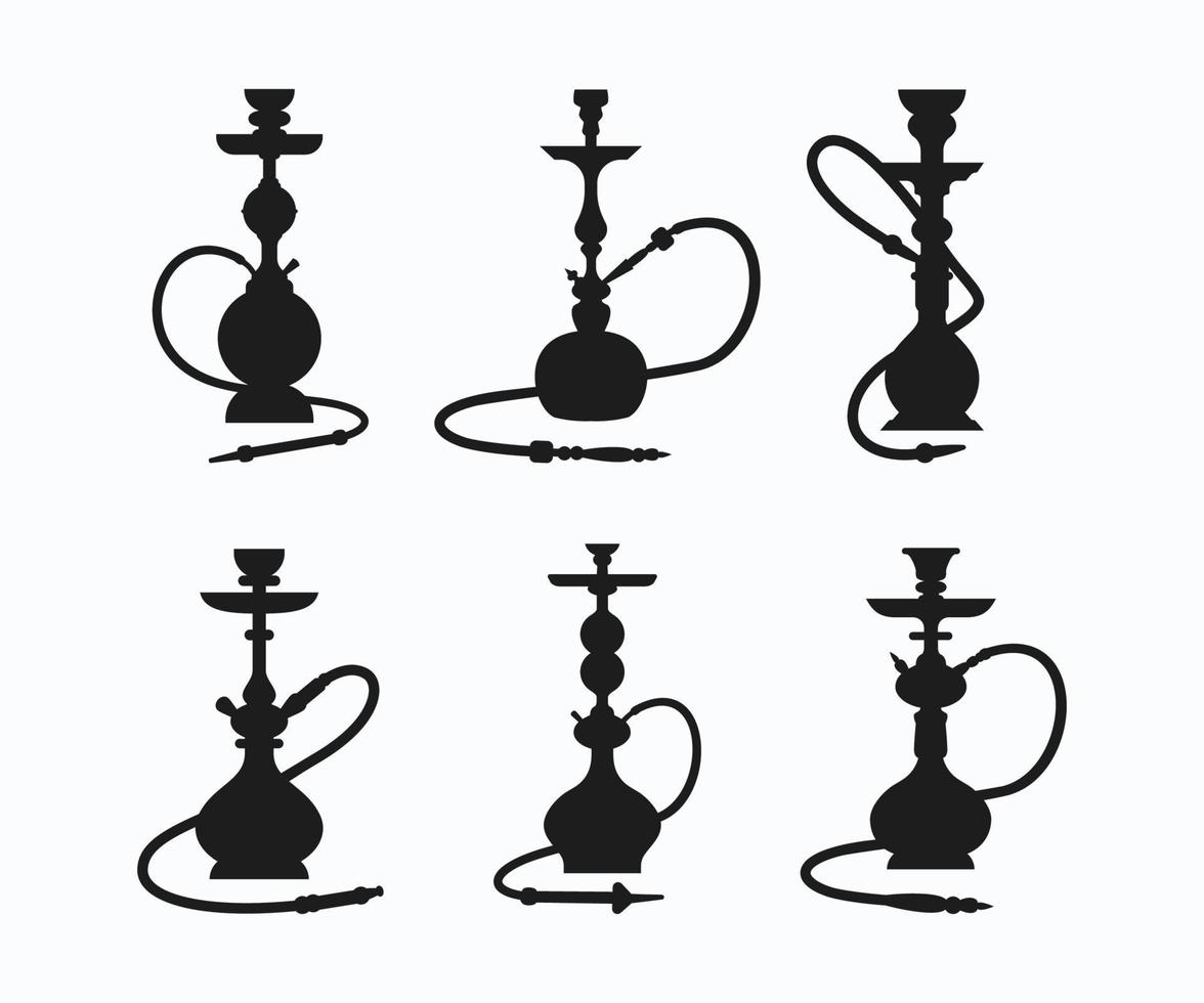 Shisha and Hookah Set Icons Logos Template vector