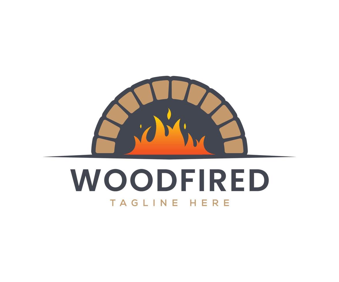 Firewood oven and wood fired logo design template. Brick Oven Logo