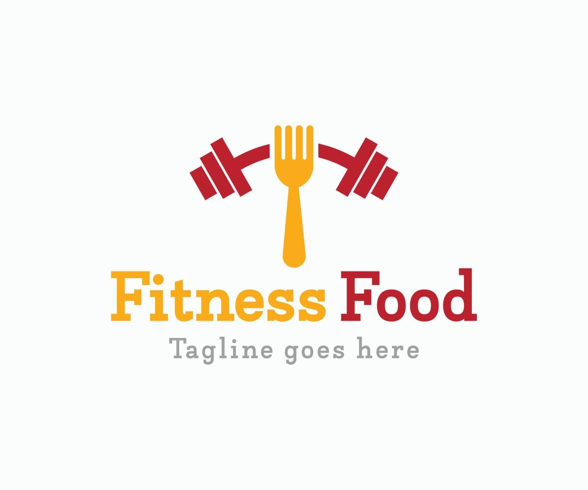 logotipo de alimentos de fitness. diseño de logotipo de fitness saludable de comida de gimnasio vector