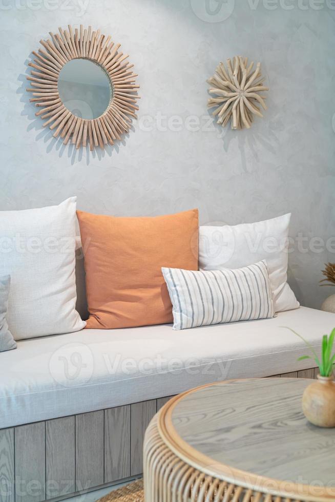 beautiful pillow decoration on sofa photo