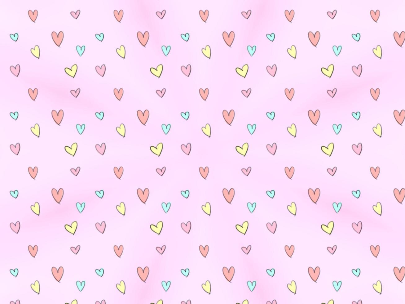 pastel cute hearts on blurred gradient pink background vector