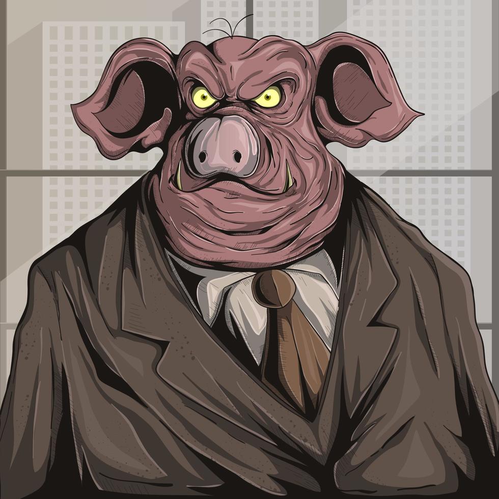 corrupt politician with pig face vector