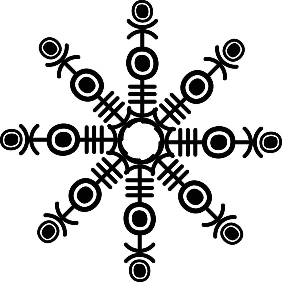 Abstract Hand Drawn Snowflake, Star Shape. Tribal Symbol Design Elements vector