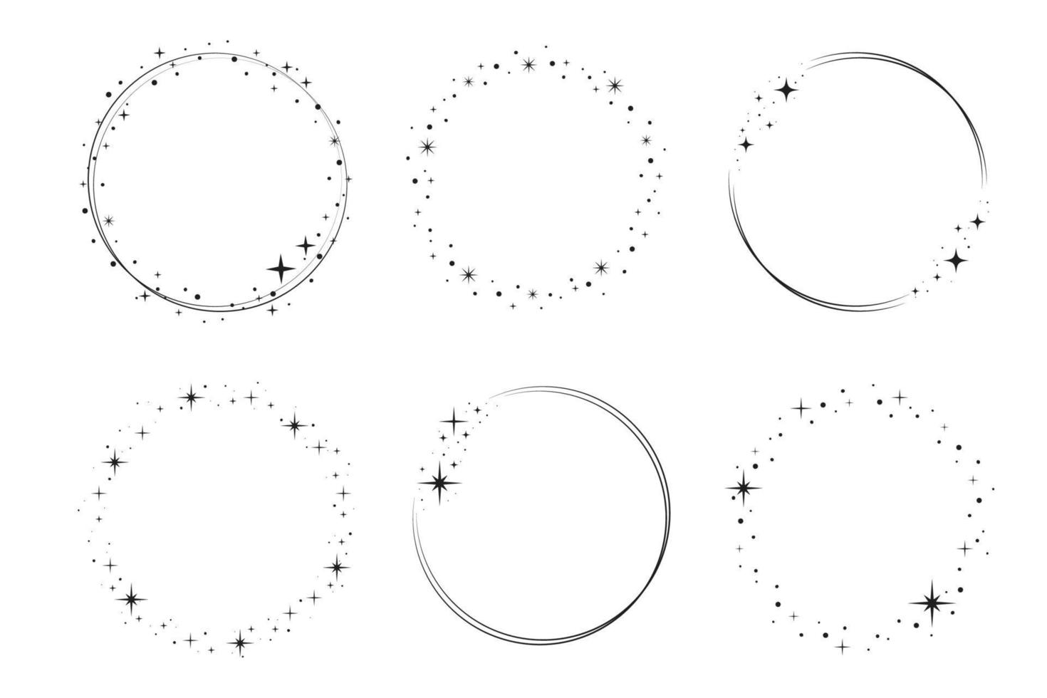 Star circle frame set. Wreath round vector