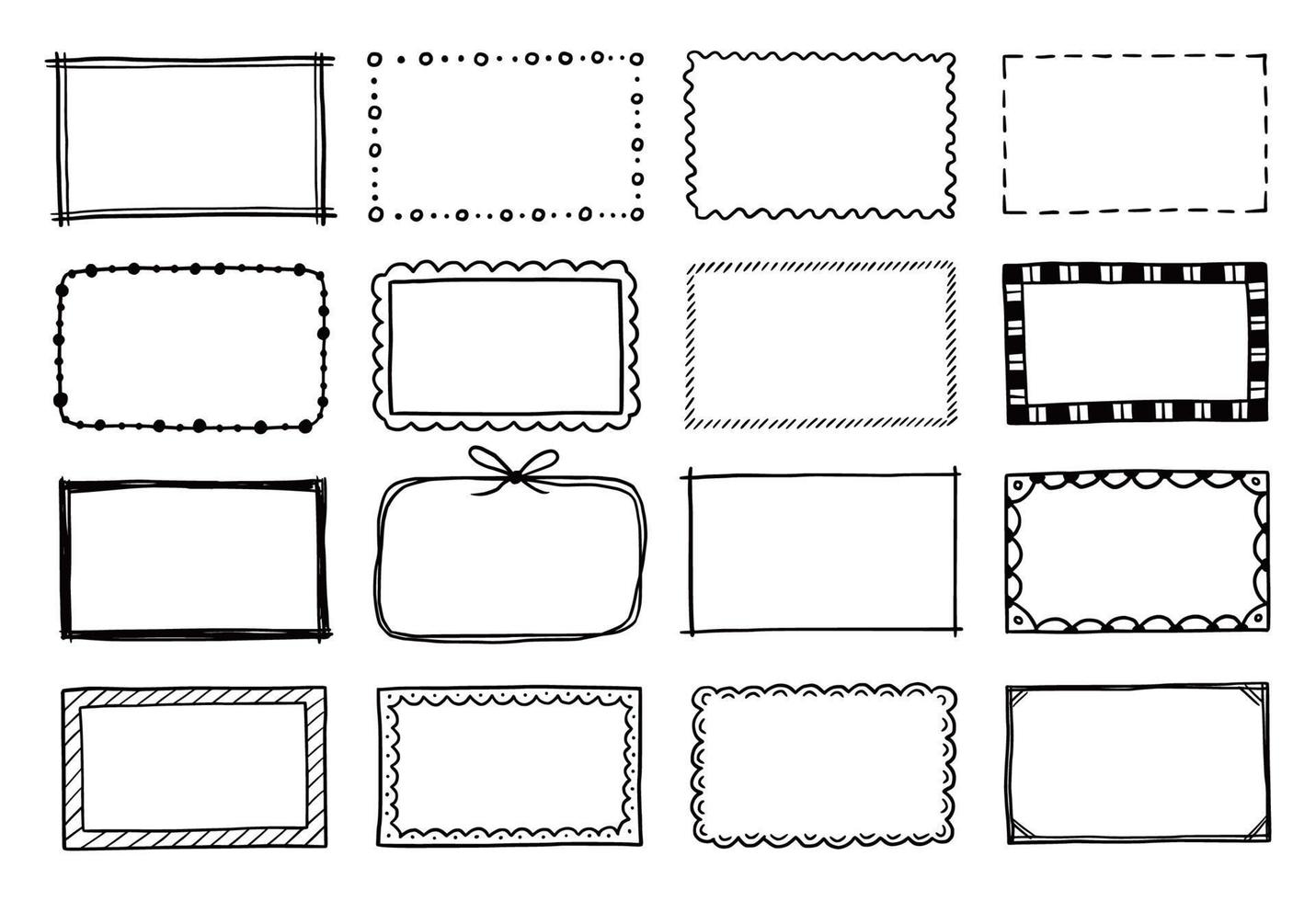 Hand drawn set of rectangle frame. vector