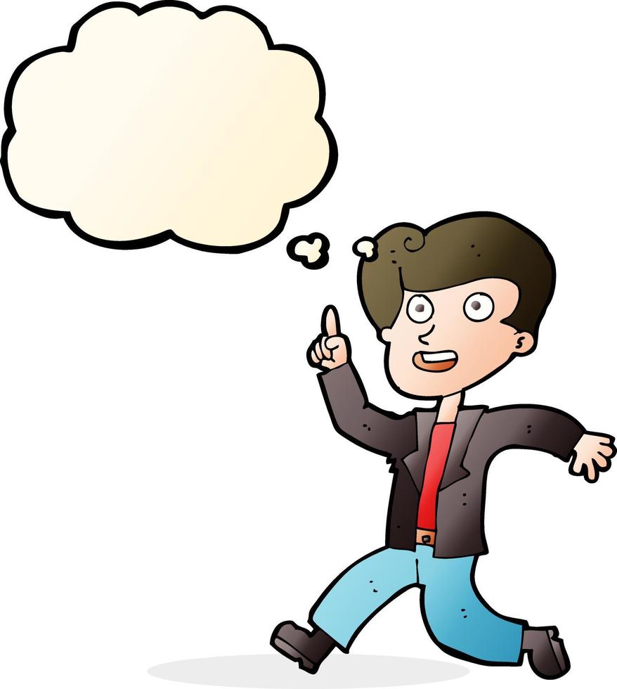 cartoon man with great idea with thought bubble vector