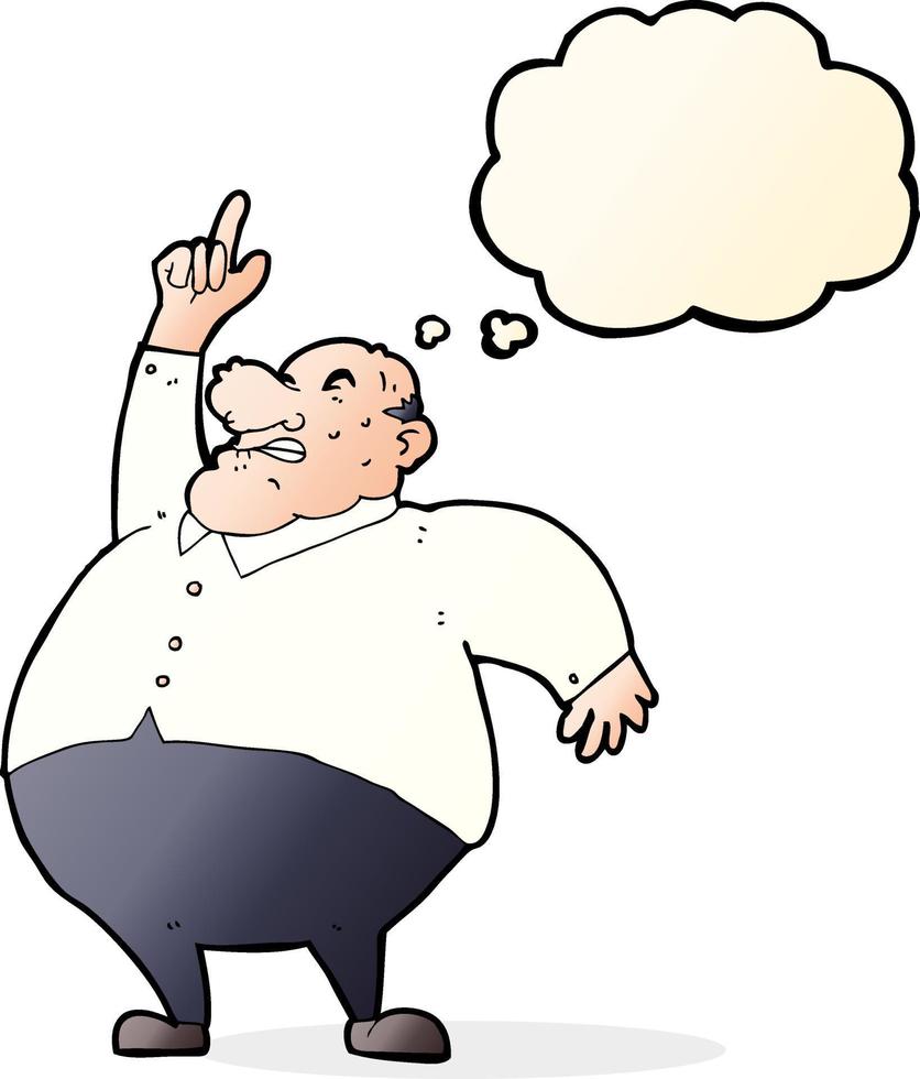 cartoon big fat boss with thought bubble vector