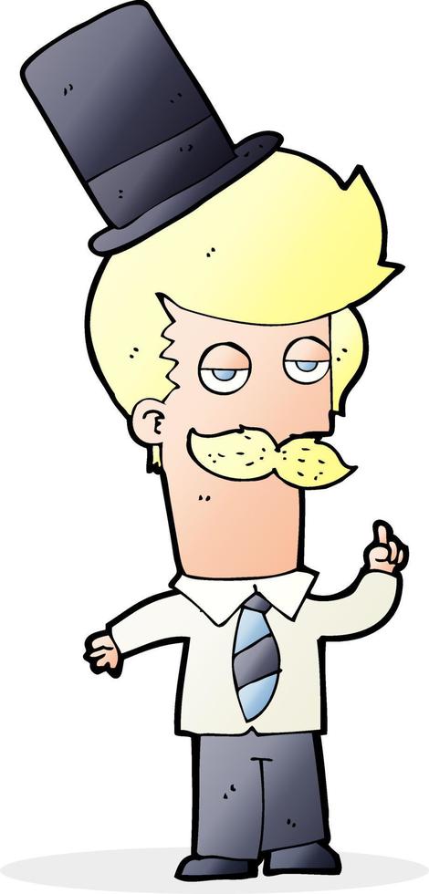cartoon man wearing top hat vector