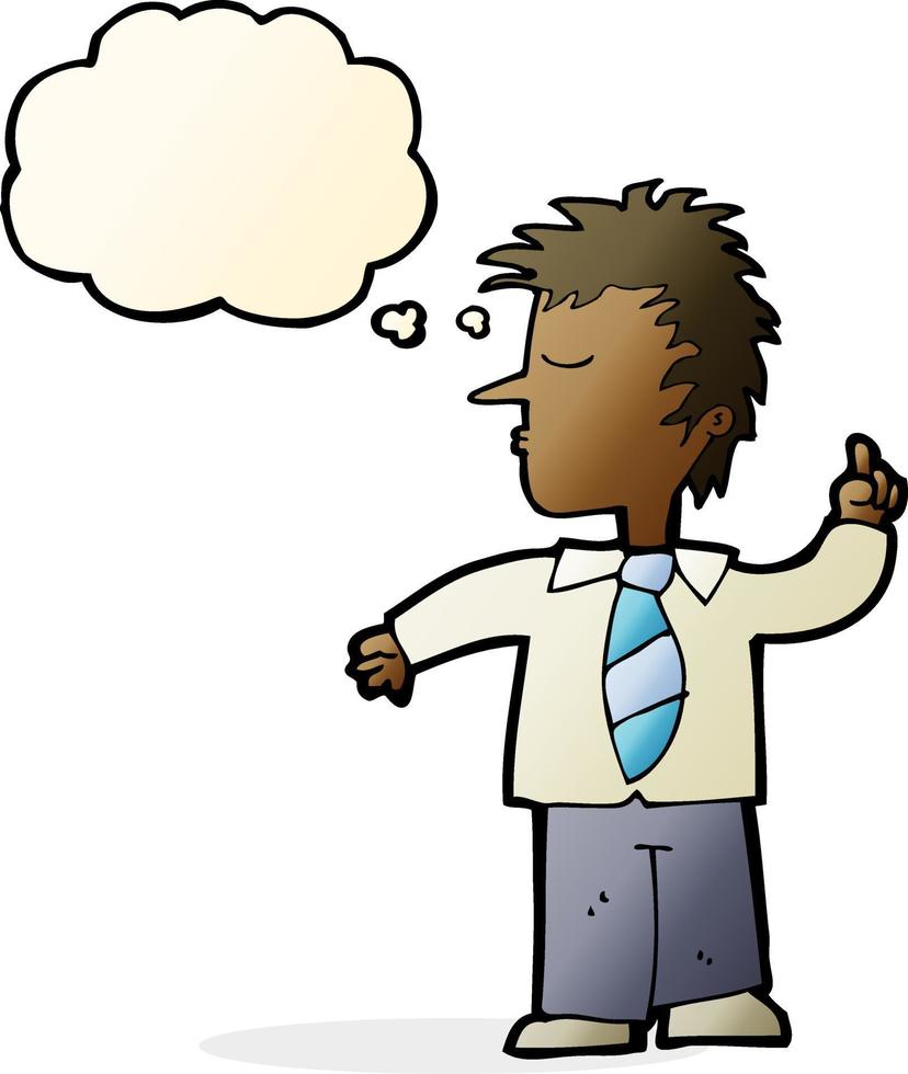 cartoon man making his point with thought bubble vector