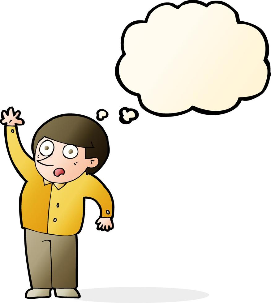 cartoon man asking question with thought bubble vector