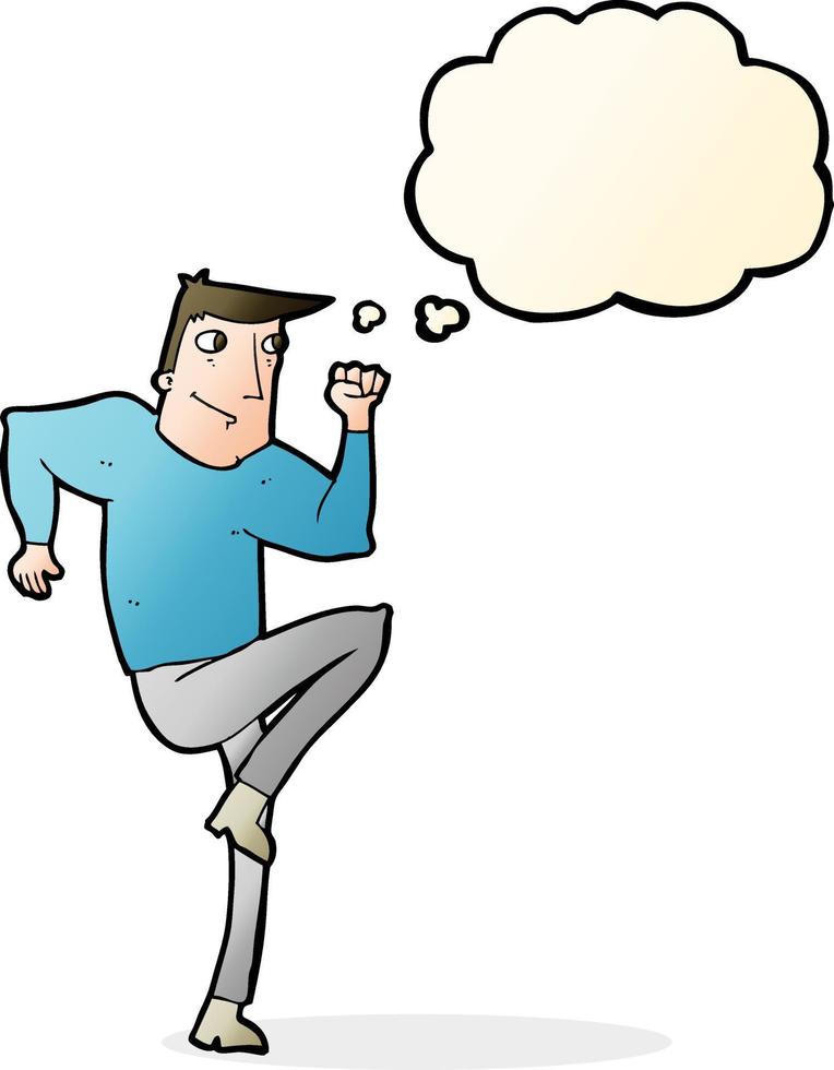 cartoon man jogging on spot with thought bubble vector