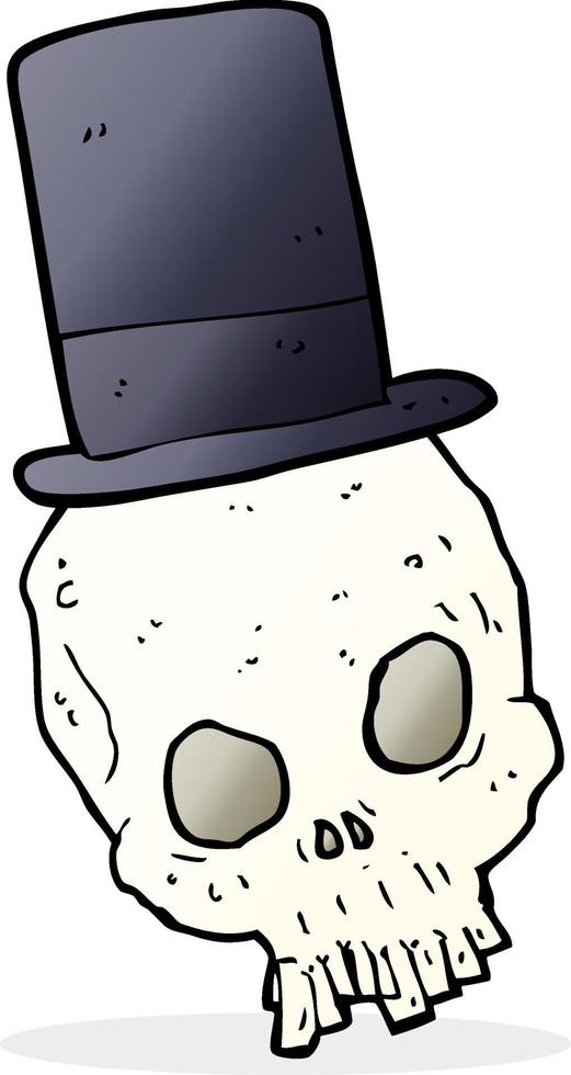 cartoon skull wearing top hat vector