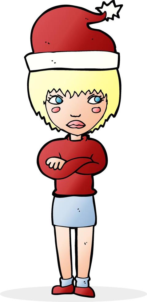 cartoon woman ready for christmas vector