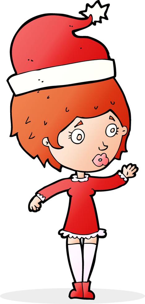 cartoon woman ready for christmas vector