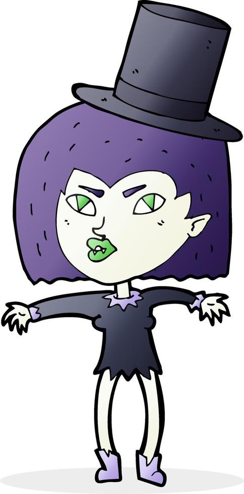 chica vampiro de halloween de dibujos animados vector