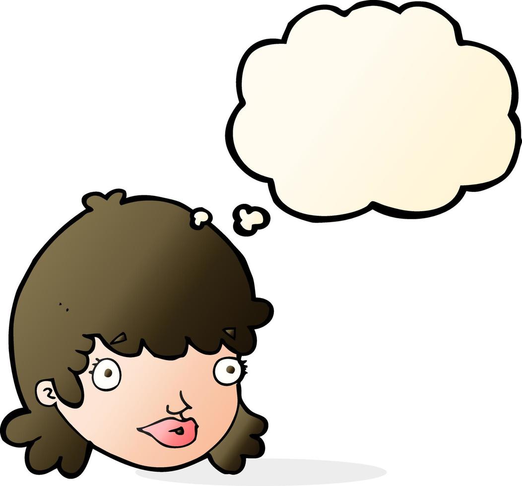 cartoon staring girl with thought bubble vector