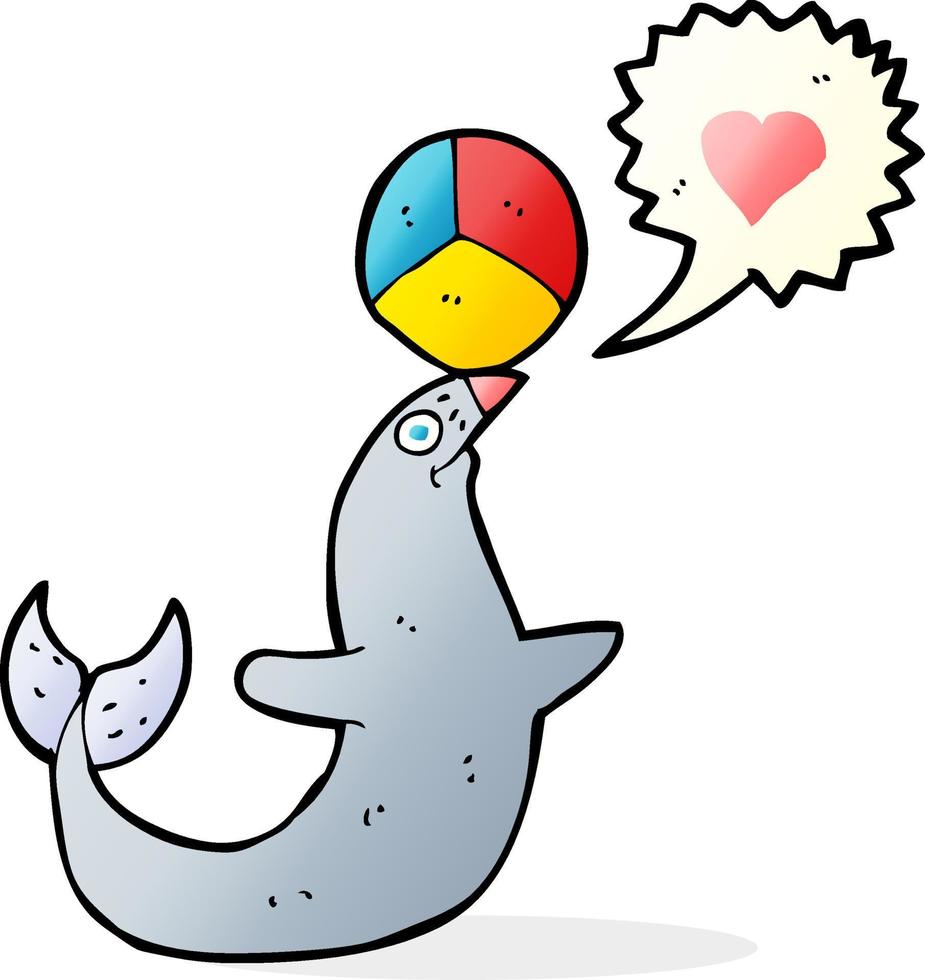 cartoon seal with ball vector